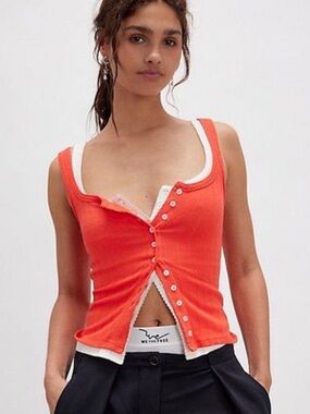 Free People End Game Pointelle Tank Top - size Small NWT